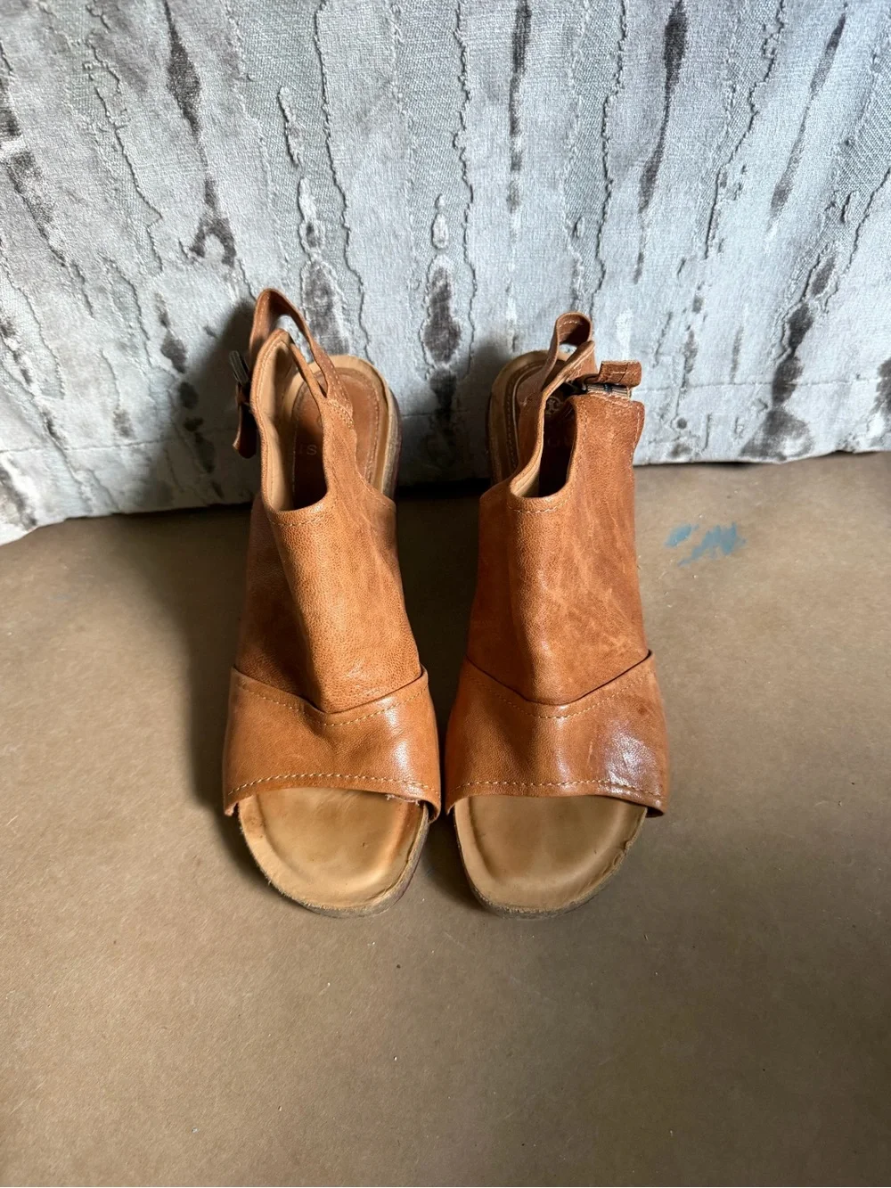 Isola Cognac Open-Toe Block Heel Slingback Sandals